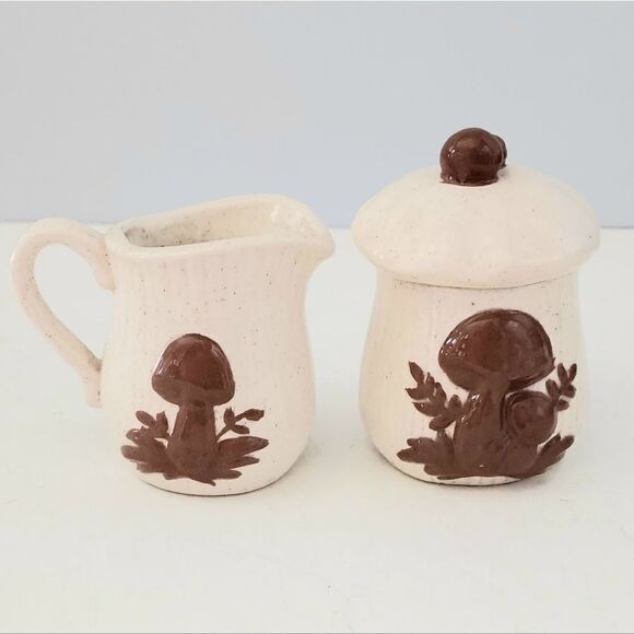 Vintage mushroom cream and sugar - Picture 1 of 11